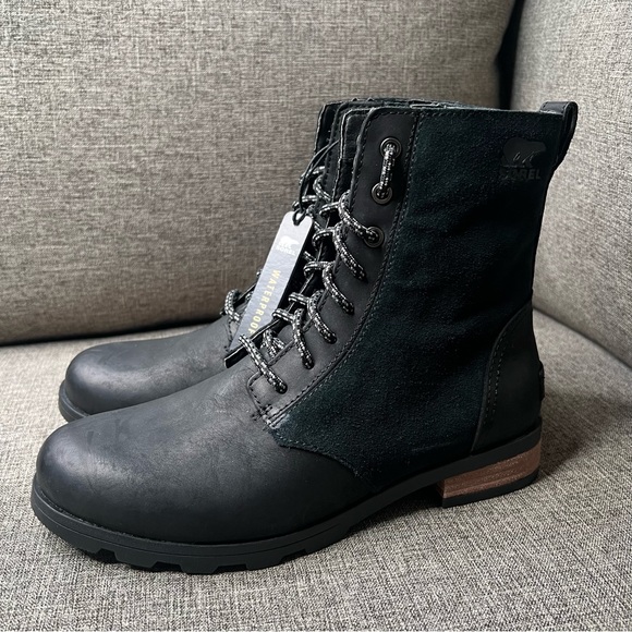 SOREL Emelie Short Lace Ankle Boots Waterproof Black Size 7 US - Picture 10 of 15
